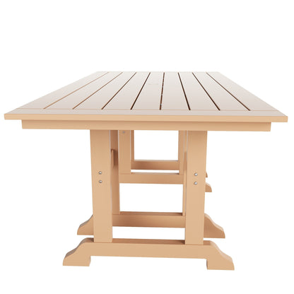 Chaises de salle à manger rectangulaires Adirondack Polytrends Laguna en PEHD, toutes saisons, avec table (ensemble de 7 pièces)