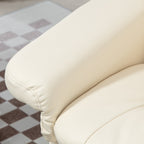 Fauteuil inclinable pivotant réglable en cuir synthétique, fauteuil à dossier haut rembourré avec pouf et base en bois