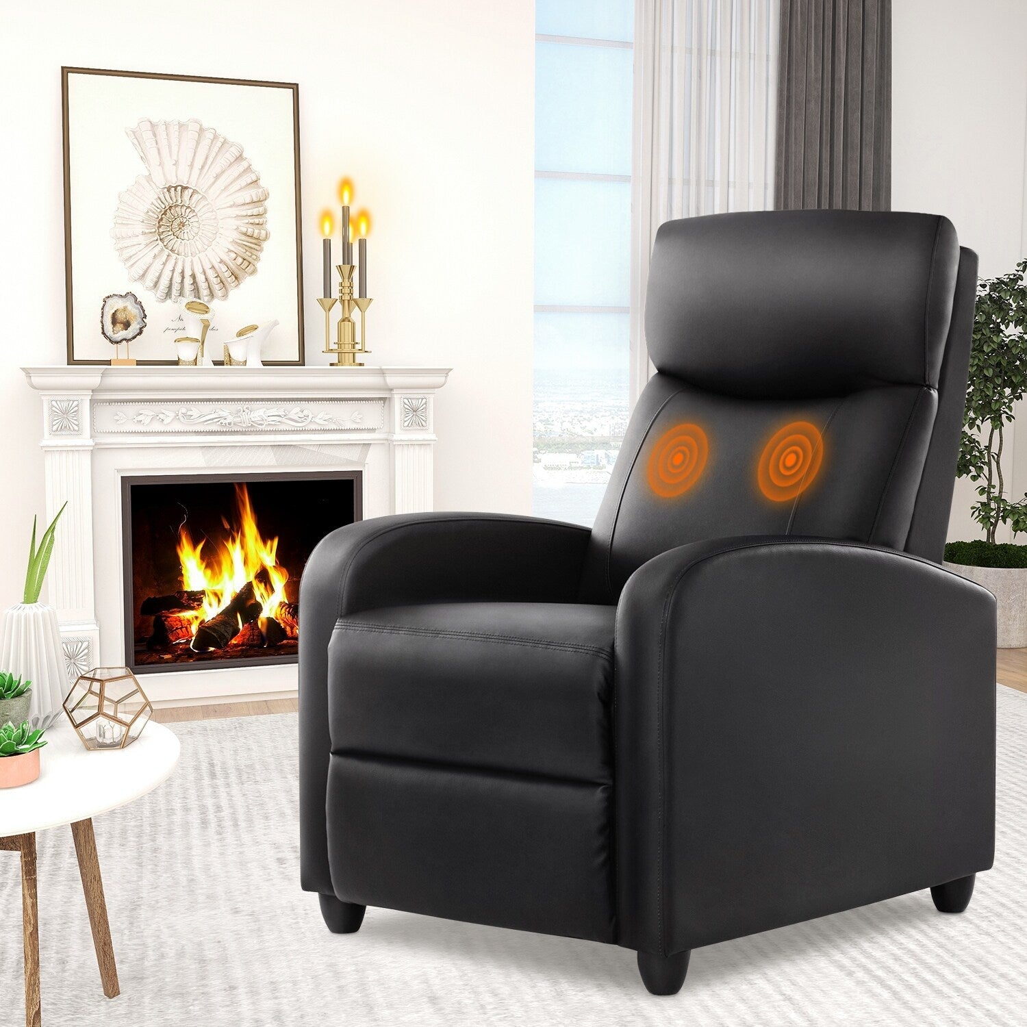 Fauteuil inclinable réglable avec 8 modes de massage et soutien lombaire pour la relaxation et le cinéma maison