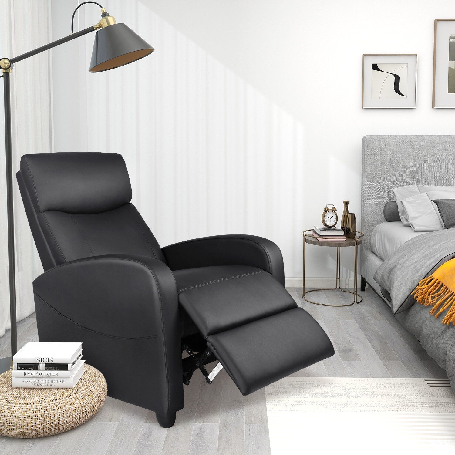 Fauteuil inclinable réglable avec 8 modes de massage et soutien lombaire pour la relaxation et le cinéma maison
