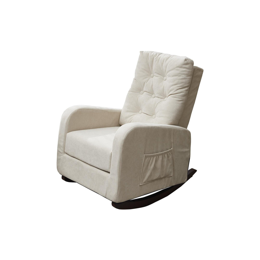 Fauteuil inclinable réglable pour balcon et tatami, dossier haut, pieds en bois massif, poches latérales