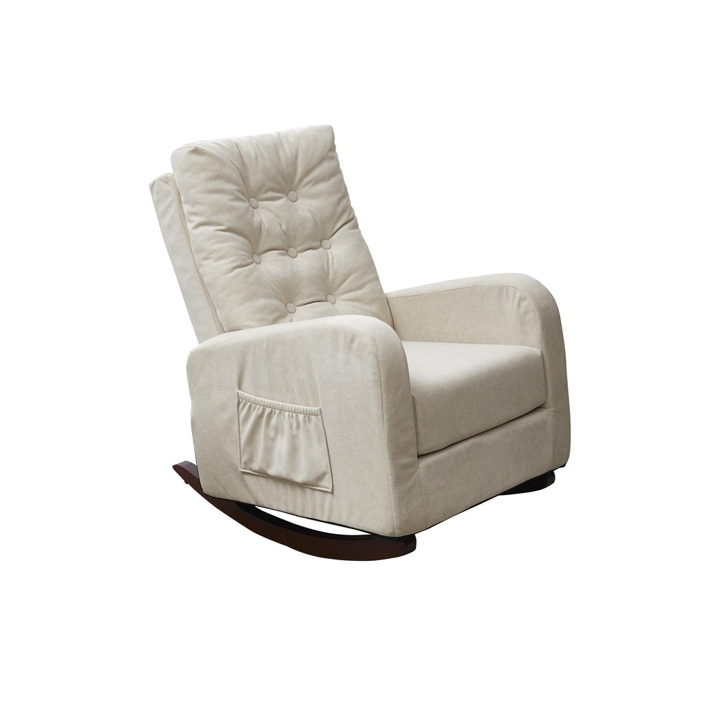 Fauteuil inclinable réglable pour balcon et tatami, dossier haut, pieds en bois massif, poches latérales