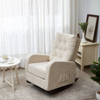 Fauteuil inclinable réglable pour balcon et tatami, dossier haut, pieds en bois massif, poches latérales