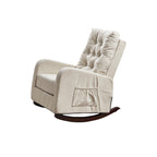 Fauteuil inclinable réglable pour balcon et tatami, dossier haut, pieds en bois massif, poches latérales