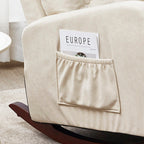 Fauteuil inclinable réglable pour balcon et tatami, dossier haut, pieds en bois massif, poches latérales