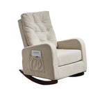 Fauteuil inclinable réglable pour balcon et tatami, dossier haut, pieds en bois massif, poches latérales
