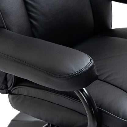 Fauteuil inclinable manuel pivotant réglable en cuir synthétique avec repose-pieds pour salon, bureau ou chambre
