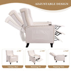 Fauteuil inclinable à dossier réglable et à oreilles, fauteuil clouté, grand canapé rembourré