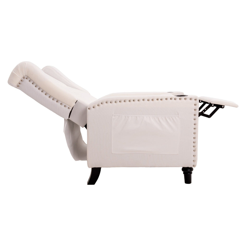 Fauteuil inclinable à dossier réglable et à oreilles, fauteuil clouté, grand canapé rembourré