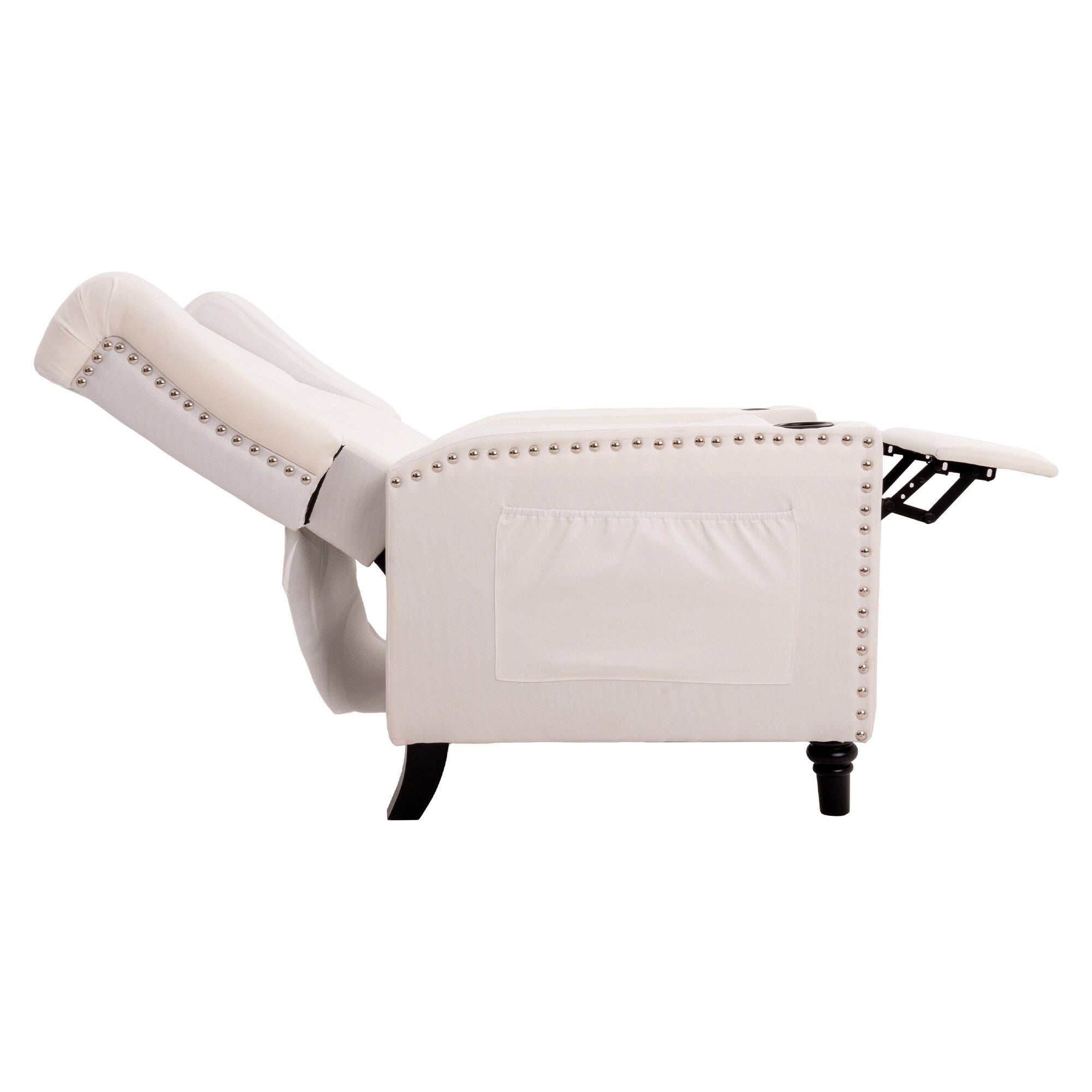 Fauteuil inclinable à dossier réglable et à oreilles, fauteuil clouté, grand canapé rembourré