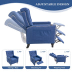Fauteuil inclinable à dossier réglable et à oreilles, fauteuil clouté, grand canapé rembourré