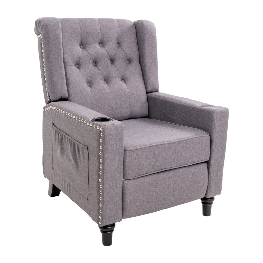 Fauteuil inclinable à dossier réglable et à oreilles, fauteuil clouté, grand canapé rembourré