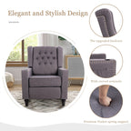 Fauteuil inclinable à dossier réglable et à oreilles, fauteuil clouté, grand canapé rembourré