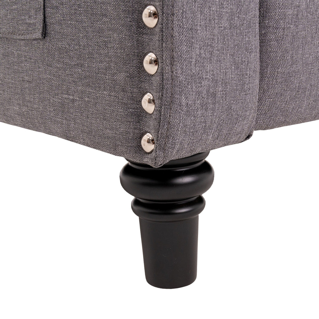 Fauteuil inclinable à dossier réglable et à oreilles, fauteuil clouté, grand canapé rembourré