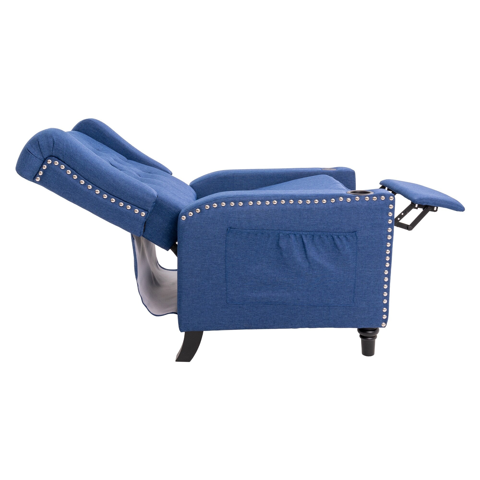 Fauteuil inclinable à dossier réglable et à oreilles, fauteuil clouté, grand canapé rembourré