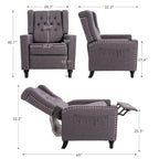Fauteuil inclinable à dossier réglable et à oreilles, fauteuil clouté, grand canapé rembourré