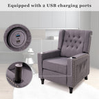 Fauteuil inclinable à dossier réglable et à oreilles, fauteuil clouté, grand canapé rembourré