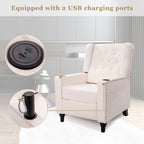 Fauteuil inclinable à dossier réglable et à oreilles, fauteuil clouté, grand canapé rembourré