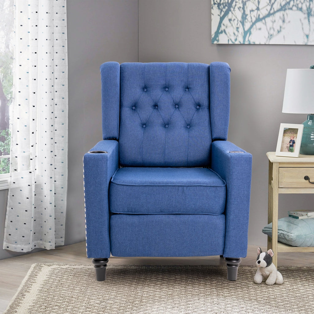 Fauteuil inclinable à dossier réglable et à oreilles, fauteuil clouté, grand canapé rembourré