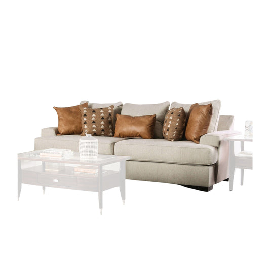 Canapé Adow, 4 coussins décoratifs, dont 1 lombaire, 255 cm, caramel sable