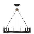 Lustre Acroma Farmhouse à 12 lumières, 40 po, en forme de roue de chariot, certifié UL - 40 po P x 138 po H