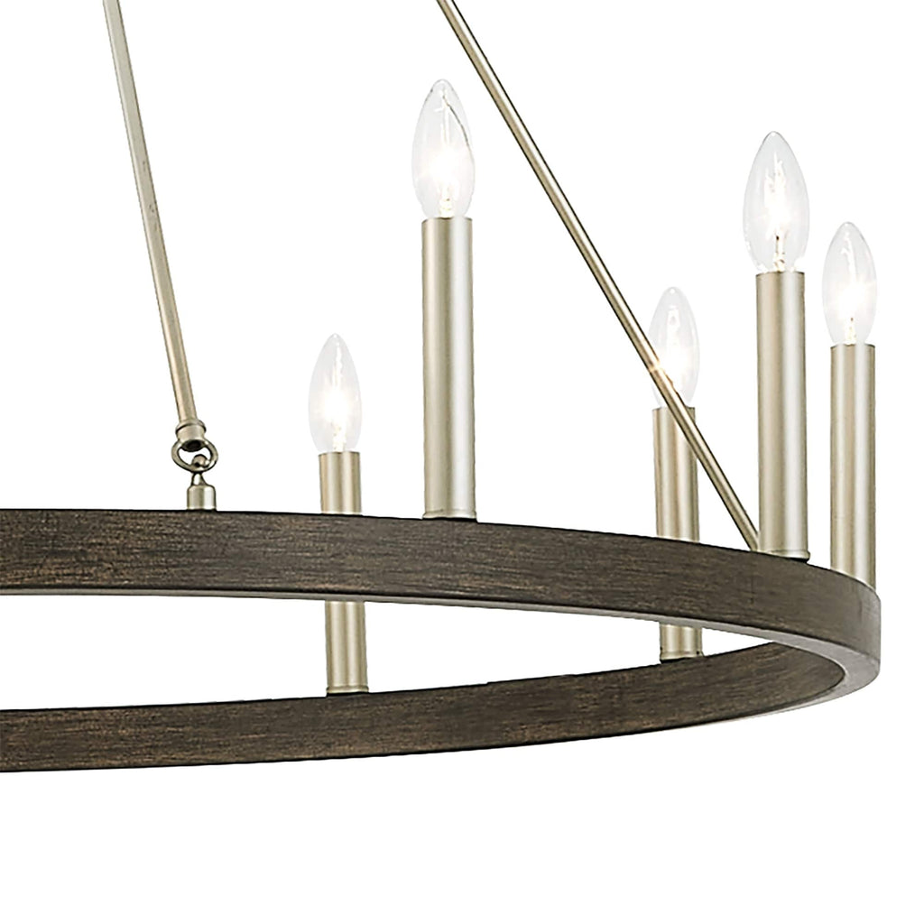 Lustre Acroma Farmhouse à 12 lumières, 40 po, en forme de roue de chariot, certifié UL - 40 po P x 138 po H