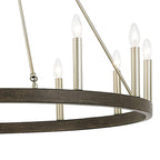Lustre Acroma Farmhouse à 12 lumières, 40 po, en forme de roue de chariot, certifié UL - 40 po P x 138 po H