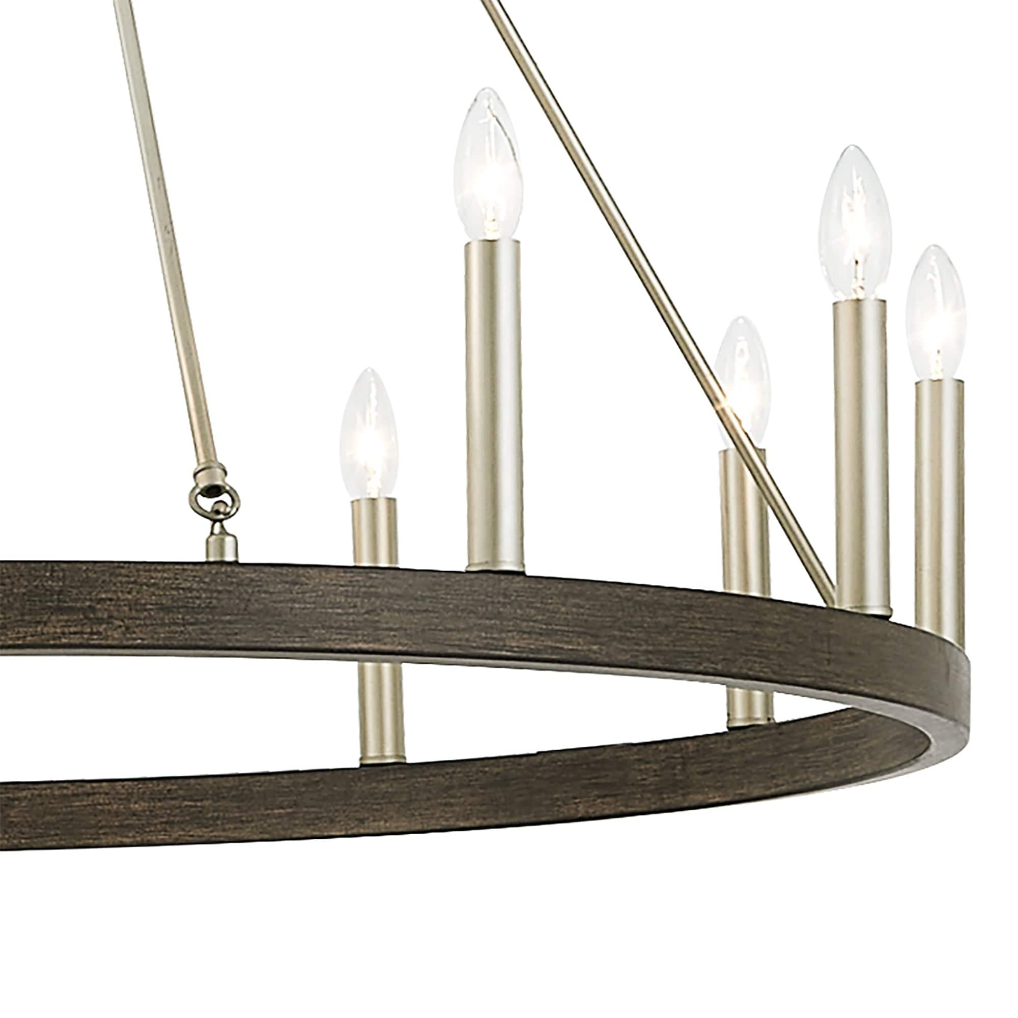 Lustre Acroma Farmhouse à 12 lumières, 40 po, en forme de roue de chariot, certifié UL - 40 po P x 138 po H