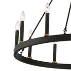 Lustre Acroma Farmhouse à 12 lumières, 40 po, en forme de roue de chariot, certifié UL - 40 po P x 138 po H