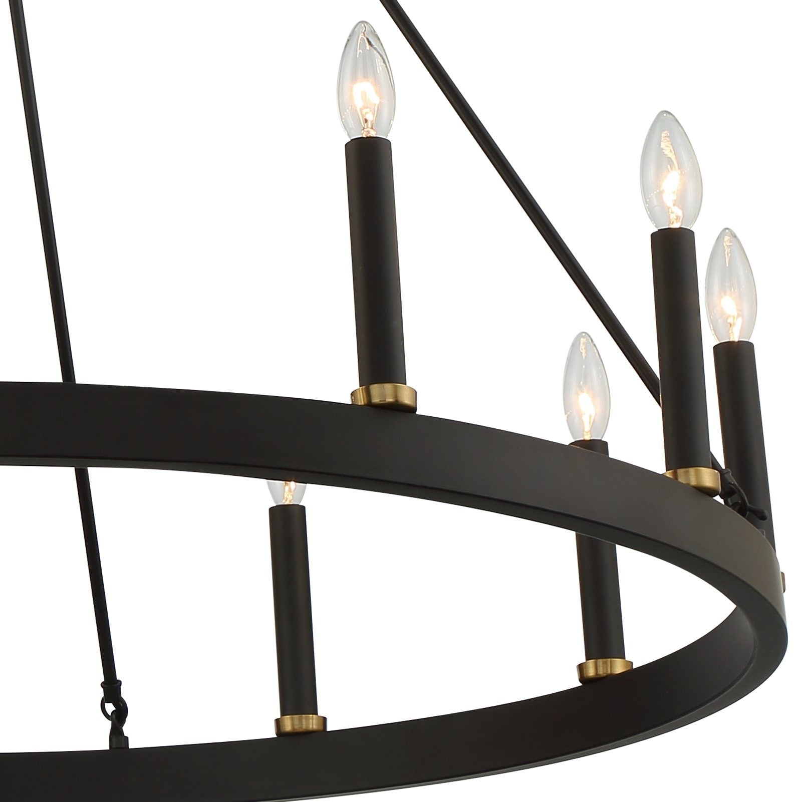 Lustre Acroma Farmhouse à 12 lumières, 40 po, en forme de roue de chariot, certifié UL - 40 po P x 138 po H