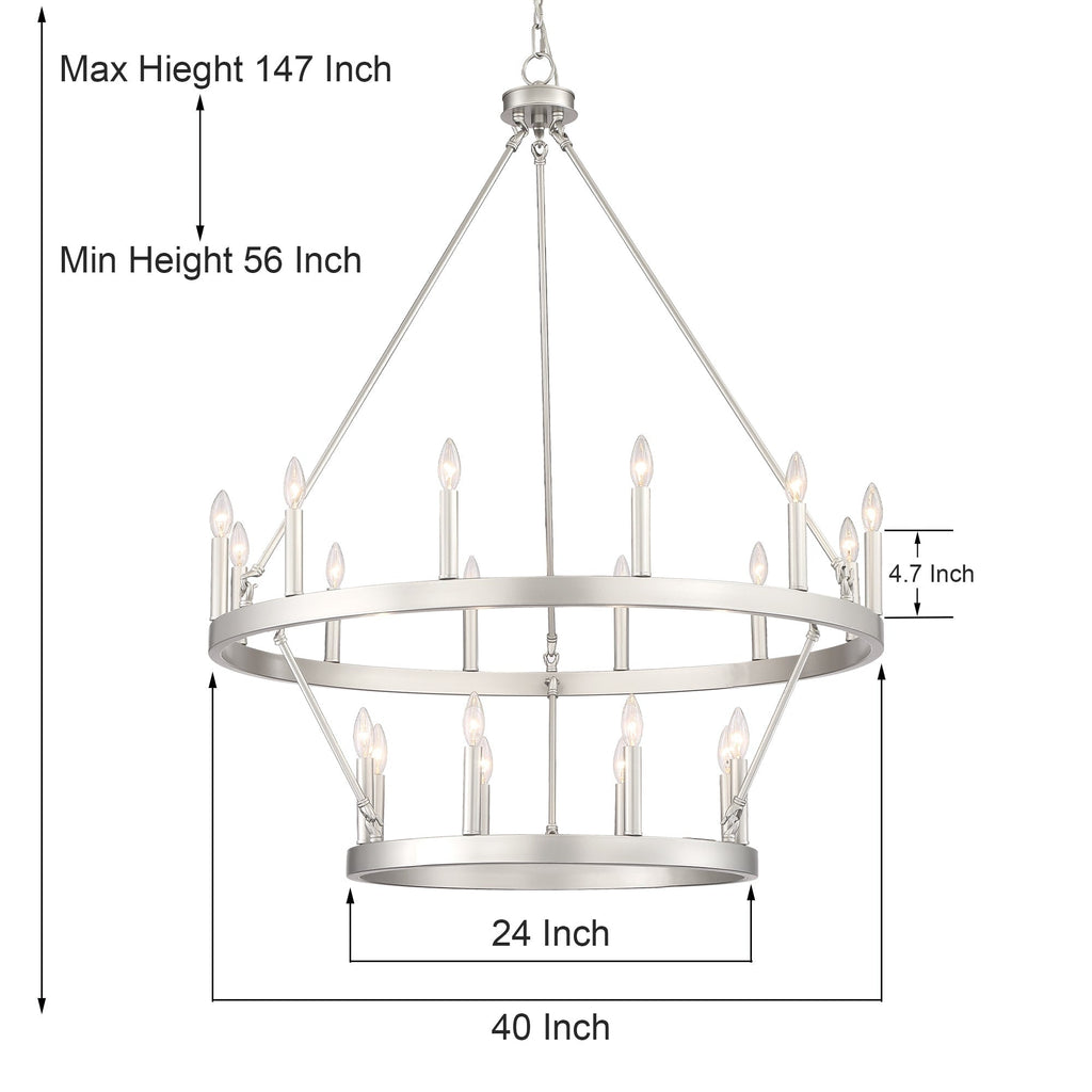 Lustre rond en forme de roue de chariot de style ferme moderne Acroma à 20 lumières de 40 po avec certification UL