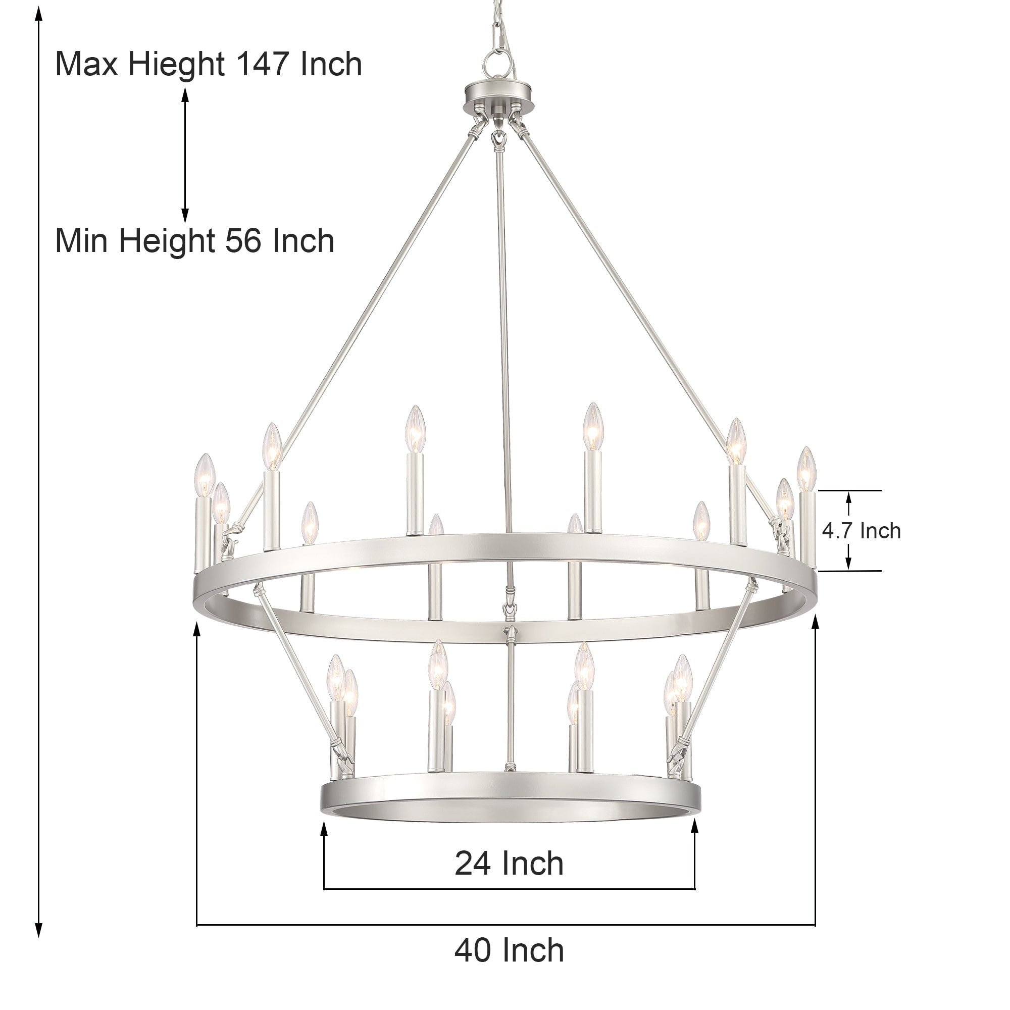Lustre rond en forme de roue de chariot de style ferme moderne Acroma à 20 lumières de 40 po avec certification UL
