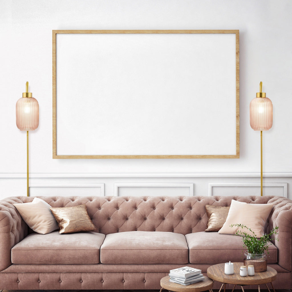 Applique murale rétro Adrienne River of Goods en verre rose et métal - 5,375 x 8,625 x 32,25