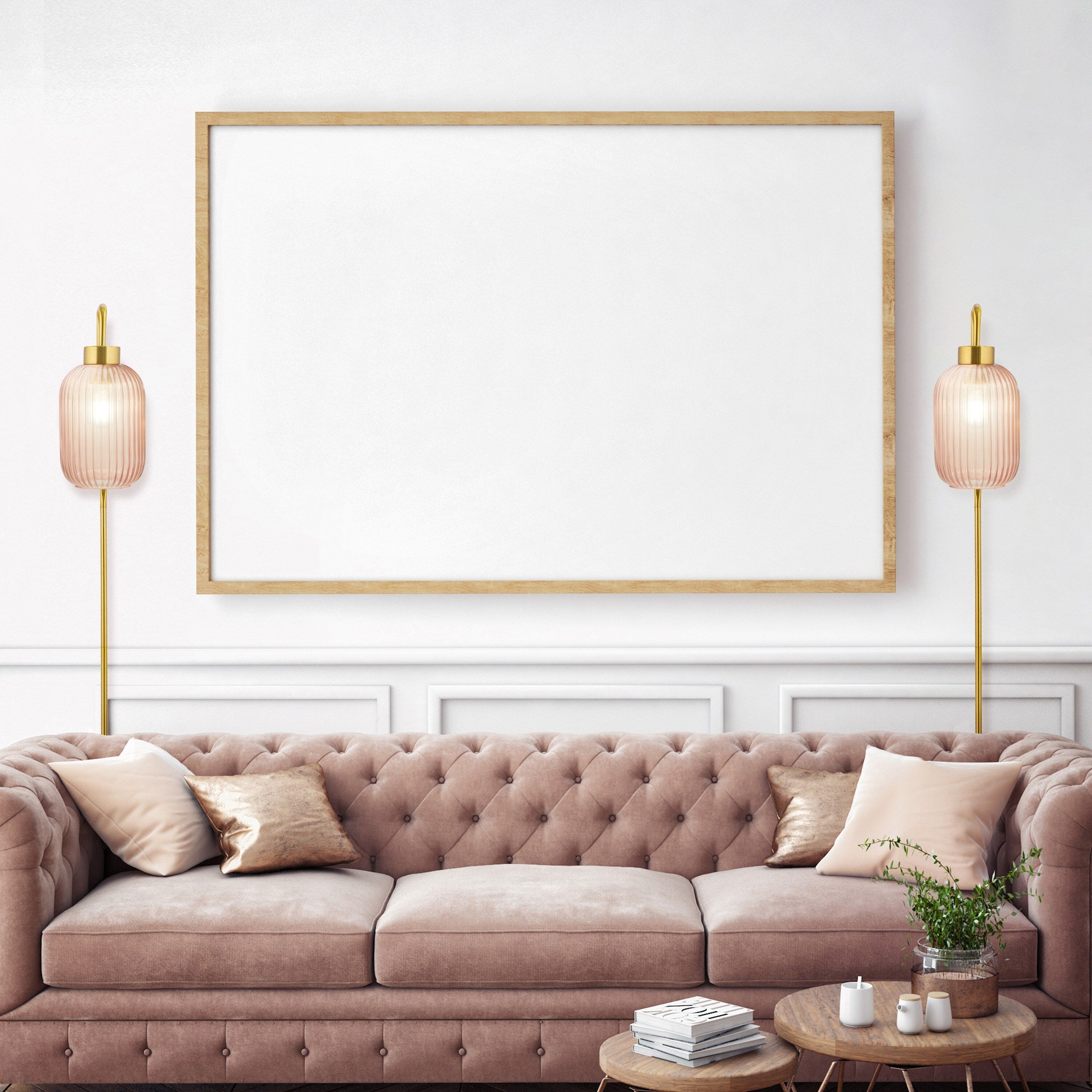 Applique murale rétro Adrienne River of Goods en verre rose et métal - 5,375 x 8,625 x 32,25