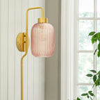 Applique murale rétro Adrienne River of Goods en verre rose et métal - 5,375 x 8,625 x 32,25