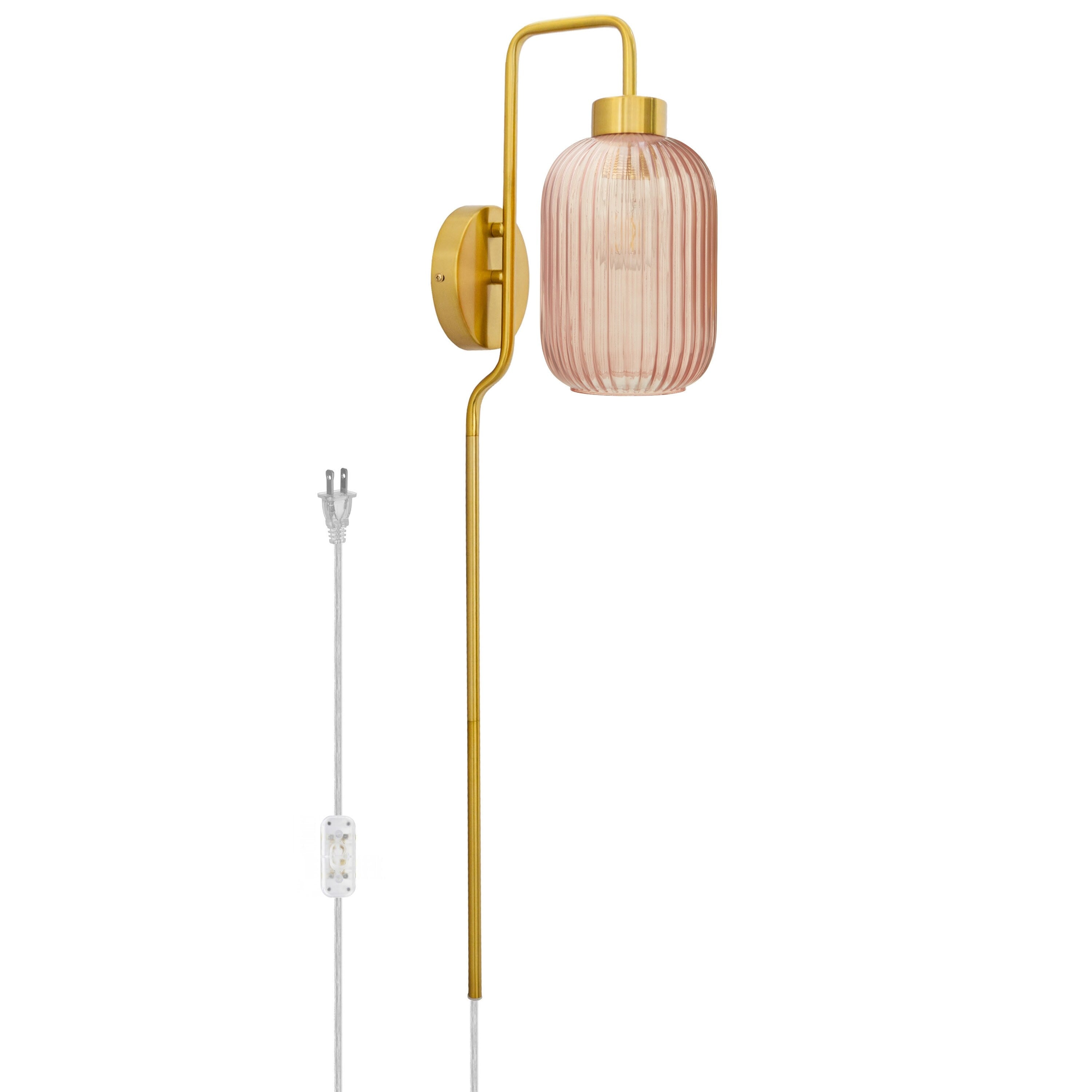 Applique murale rétro Adrienne River of Goods en verre rose et métal - 5,375 x 8,625 x 32,25