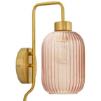 Applique murale rétro Adrienne River of Goods en verre rose et métal - 5,375 x 8,625 x 32,25