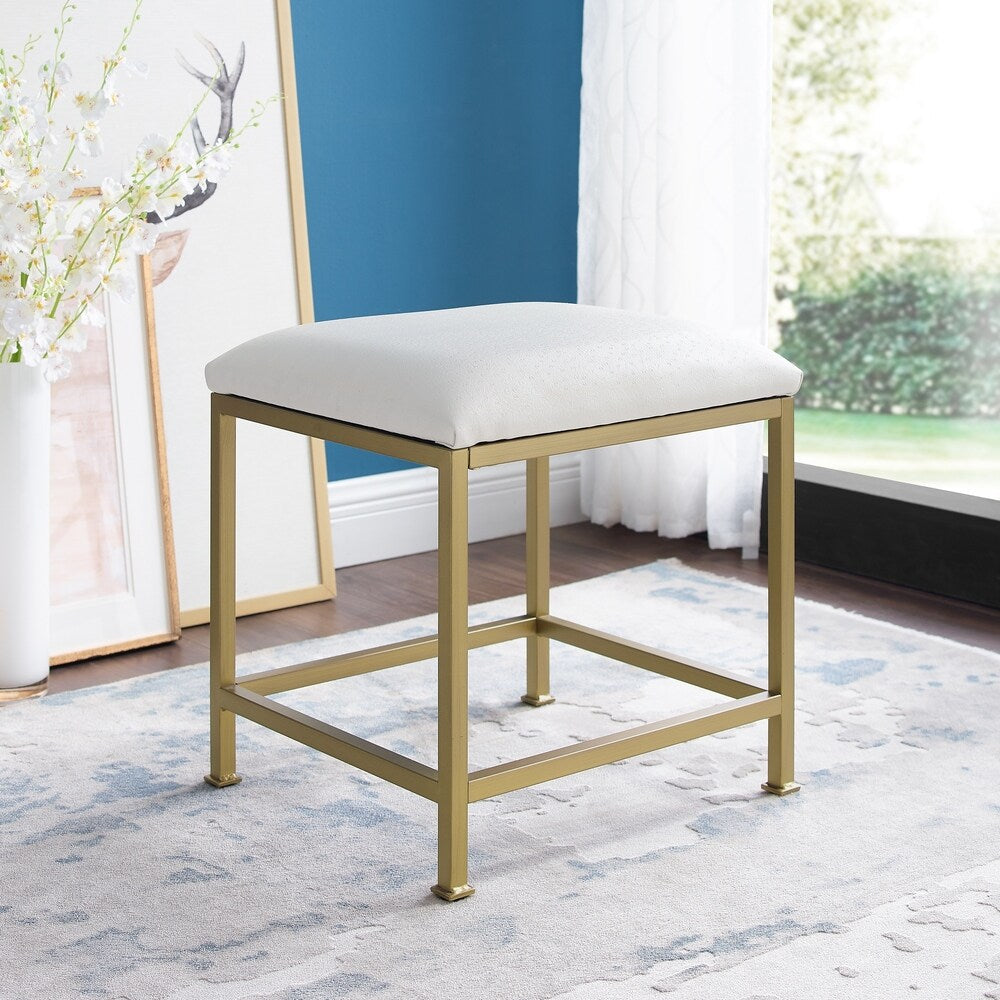 Tabouret de coiffeuse Crosley Aimee - Crème/Or doux - Crème/Or doux - 18 L x 17 P x 18,75 H