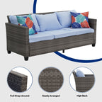 Ensemble de canapés d'extérieur Ainfox pour patio, canapé sectionnel en osier, meubles de patio, canapé en rotin