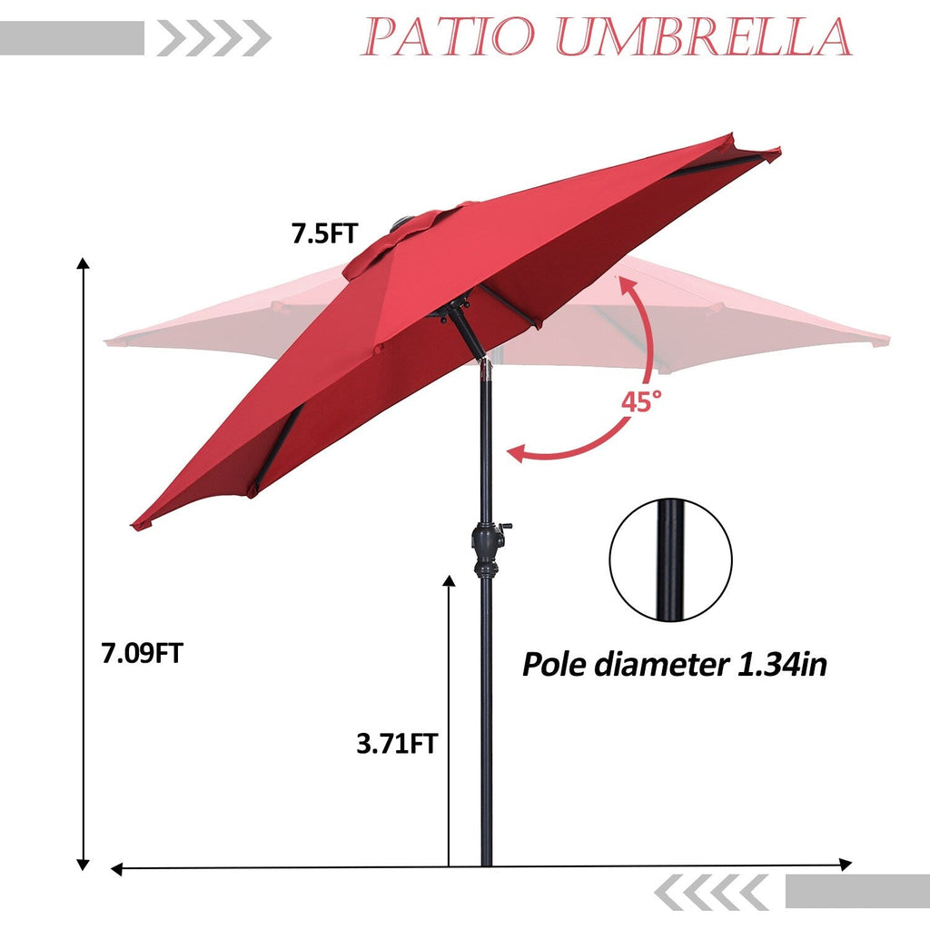 Parasol de terrasse Ainfox de 2,3 m, parasol d'extérieur inclinable multicolore sans base