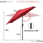Parasol de terrasse Ainfox de 2,3 m, parasol d'extérieur inclinable multicolore sans base