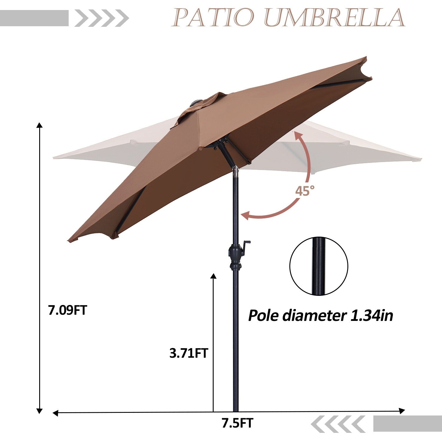 Parasol de terrasse Ainfox de 2,3 m, parasol d'extérieur inclinable multicolore sans base
