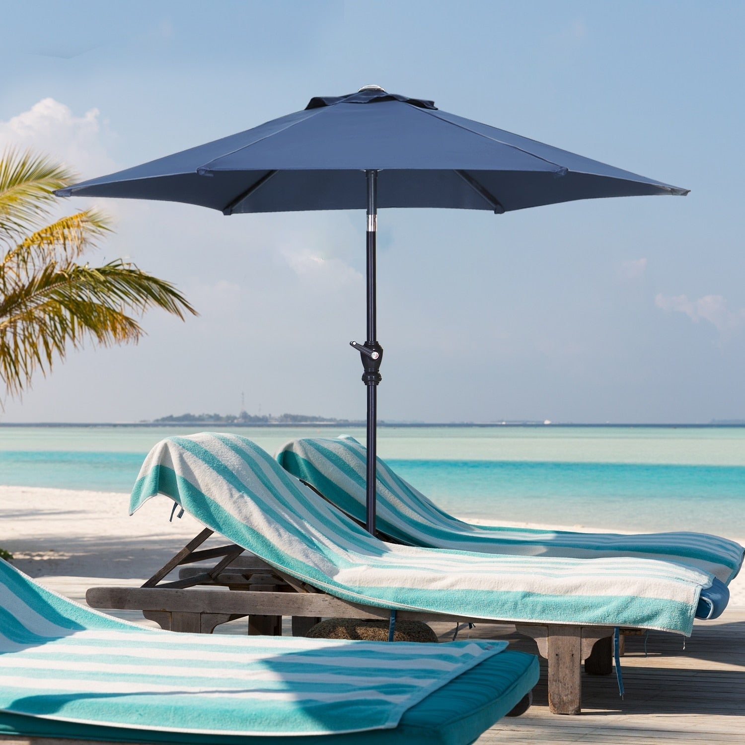 Parasol de terrasse Ainfox de 2,3 m, parasol d'extérieur inclinable multicolore sans base