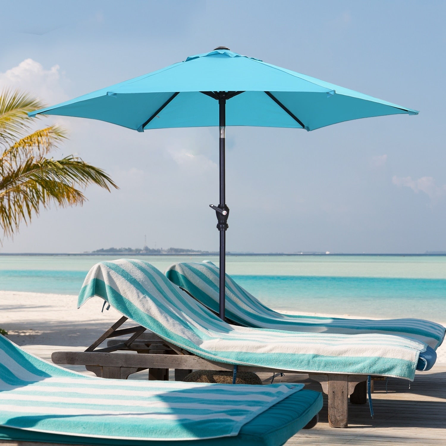Parasol de terrasse Ainfox de 2,3 m, parasol d'extérieur inclinable multicolore sans base