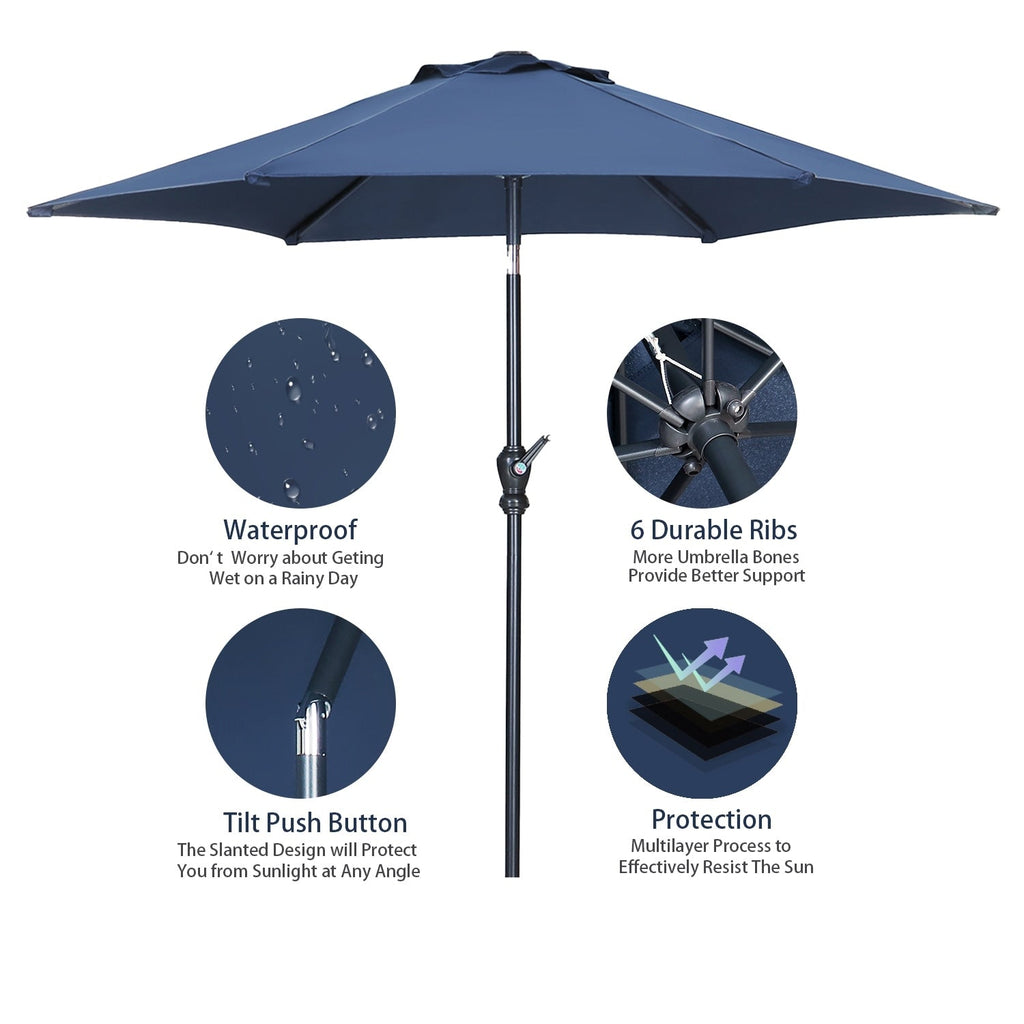 Parasol de terrasse Ainfox de 2,3 m, parasol d'extérieur inclinable multicolore sans base