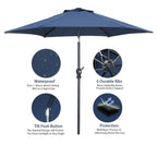 Parasol de terrasse Ainfox de 2,3 m, parasol d'extérieur inclinable multicolore sans base