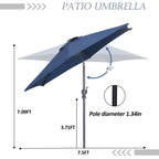 Parasol de terrasse Ainfox de 2,3 m, parasol d'extérieur inclinable multicolore sans base