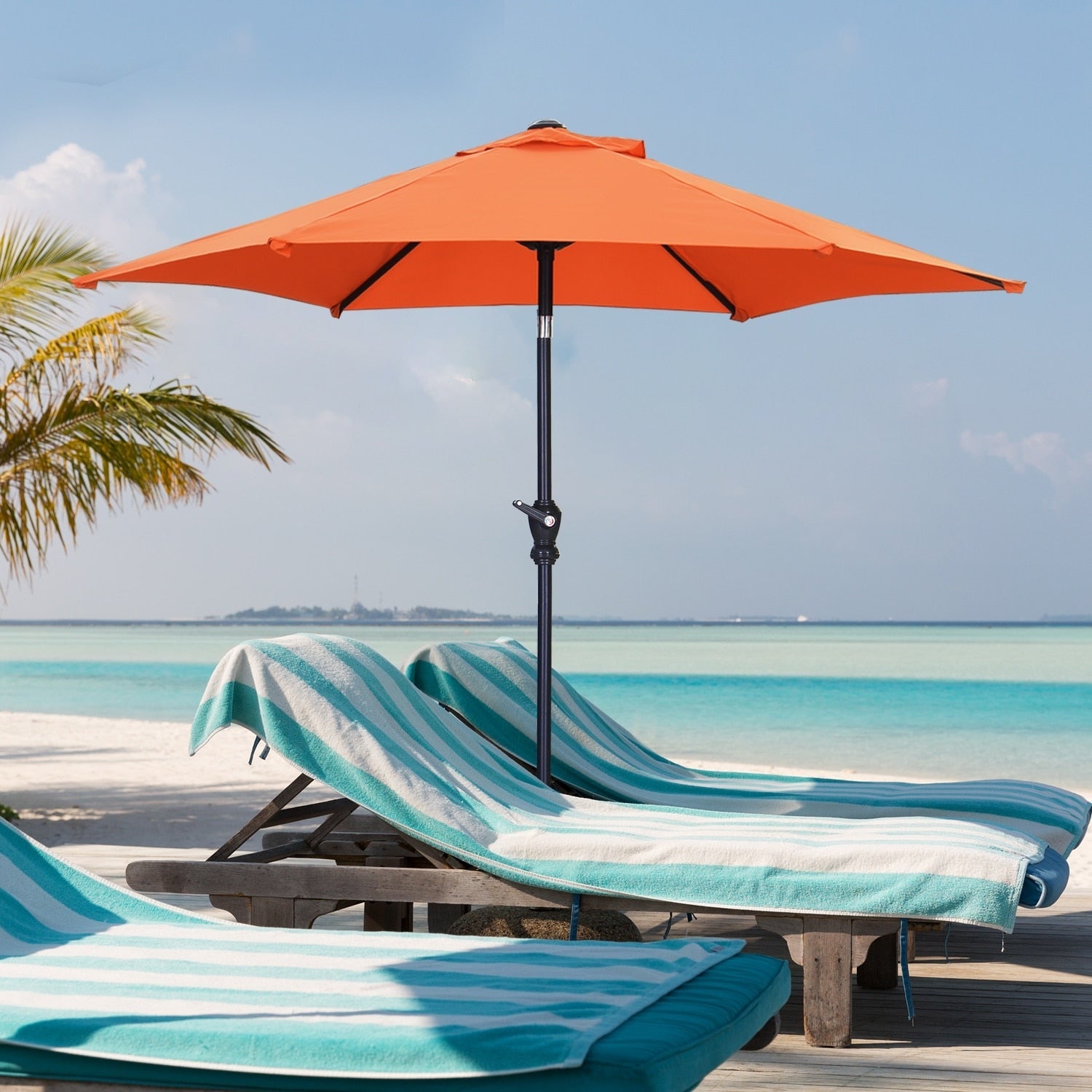 Parasol de terrasse Ainfox de 2,3 m, parasol d'extérieur inclinable multicolore sans base