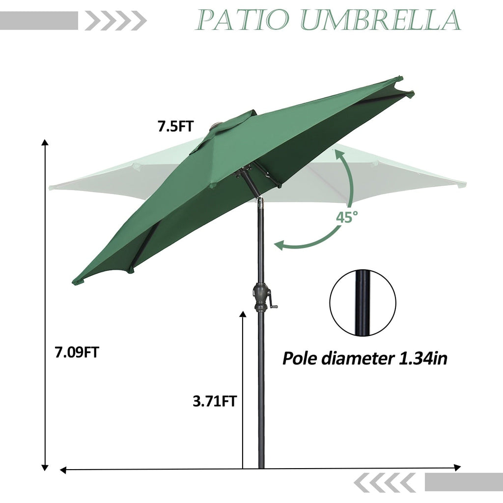 Parasol de terrasse Ainfox de 2,3 m, parasol d'extérieur inclinable multicolore sans base