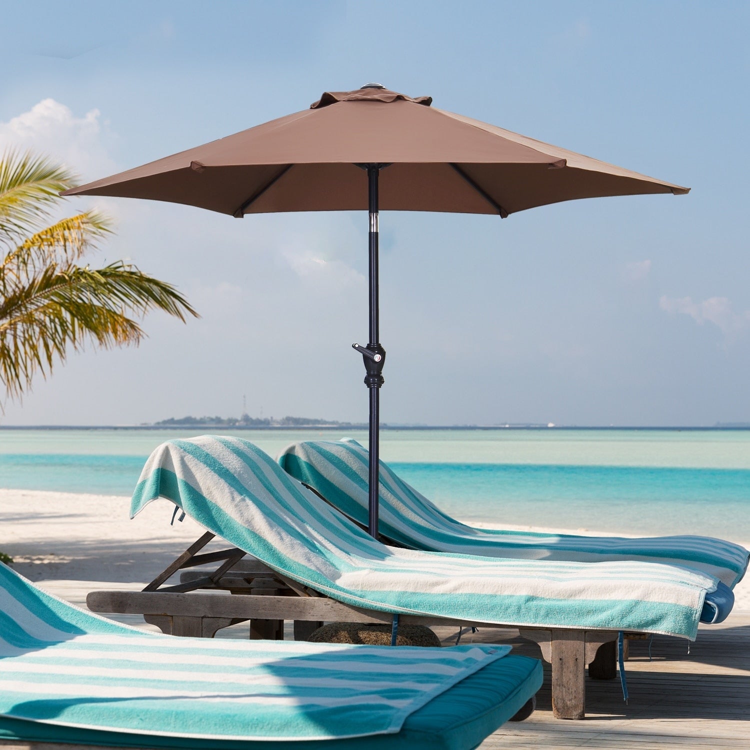 Parasol de terrasse Ainfox de 2,3 m, parasol d'extérieur inclinable multicolore sans base